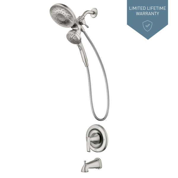 Magnetix Graeden Handheld and Shower Head Combo Spot Resist Brushed Nickel 1-handle Multi-head Round Bathtub and Shower Faucet Valve Included - Image 2