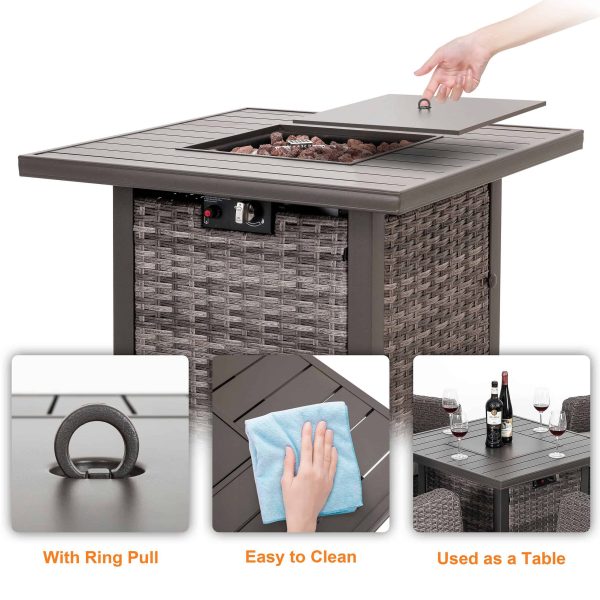 31.89-in W 50000-BTU Dark Brown Tabletop Aluminum Propane Gas Fire Pit Table - Image 5