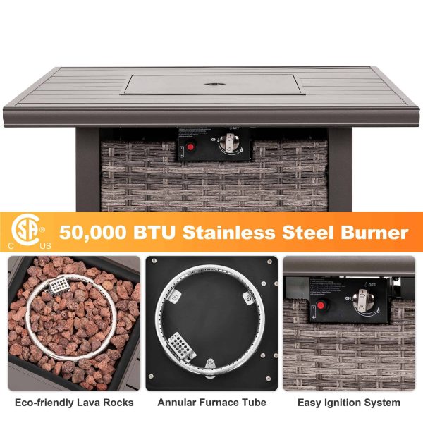31.89-in W 50000-BTU Dark Brown Tabletop Aluminum Propane Gas Fire Pit Table - Image 3
