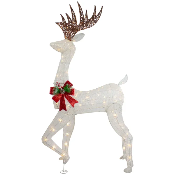 60-in Reindeer Free Standing Decoration with White LED Lights