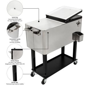 Zimtown Iron Spray Plastic with Tray Cooler with Shelf