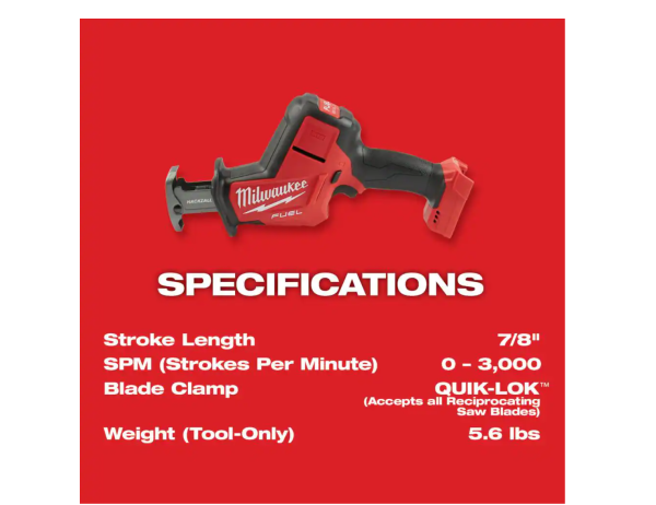 2719-21 M18 FUEL 18V Lithium-Ion Brushless Cordless HACKZALL Reciprocating Saw Kit W/(1) 5.0Ah Batteries, Charger   Tool Bag - Image 8