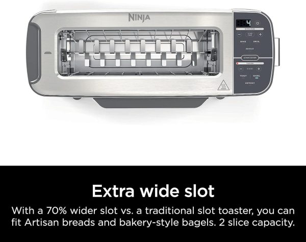 ST101 Foodi 2-in-1 Flip Toaster, 2-Slice Capacity, Compact Toaster Oven, 1500 Watts, Stainless Steel - Image 6