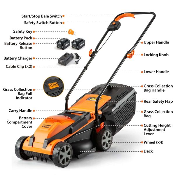 LawnMaster CLM2413A Cordless 13-Inch Lawn Mower 24V Max with 2X4.0Ah Battery and a Charger - Image 9