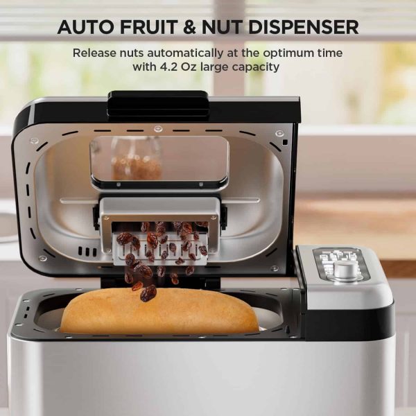 Neretva Bread Maker Machine, 15-in-1 3.3LB Automatic Breadmaker with Dual Kneading Paddles Digital - Image 5