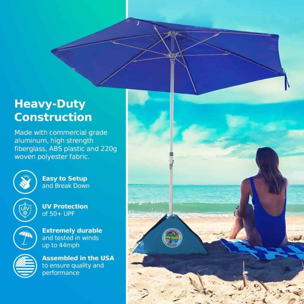 BEACHBUB All-In-One Beach Umbrella System. Includes 7.5 foot (50+ UPF) Umbrella, Oversize Bag, Base   Accessory Kit - Image 5