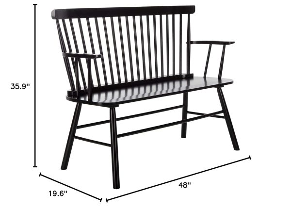 Homes Collection Addison Spindle Back Black Bench - Image 2