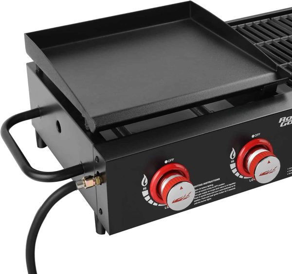 GD4002T Tailgater Tabletop Gas Grill Griddle, 4-Burner Portable Propane Grill Griddle Combo, 40 000 BTU, Black - Image 10