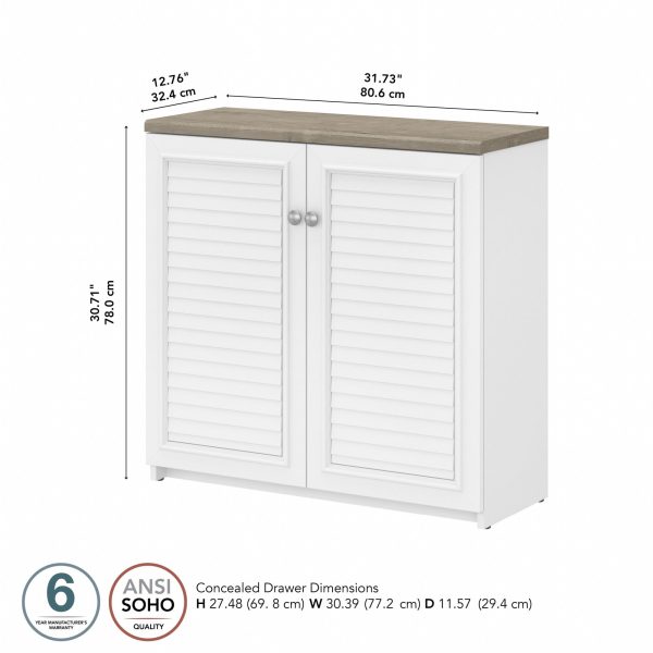 Furniture Fairview Accent Cabinet with Doors and Shelves, Modern Sideboard Buffet for Home Office, Shiplap Gray/Pure White - Image 8