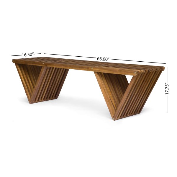 Christopher Knight Home Esme Outdoor Acacia Wood Bench, Teak Finish - Image 8