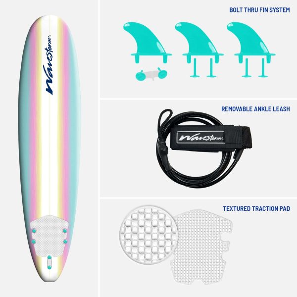 Wavestorm   Classic Soft Top Foam 8ft Surfboard   burst - Image 4