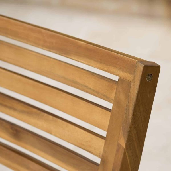Home Hermosa Outdoor Acacia Wood Arm Chairs, 2-Pcs Set, Teak Finish / Cream - Image 5