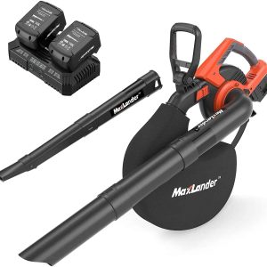 MAXLANDER 3 in 1 Cordless Leaf Blower   Vacuum with Bag, Brushless Battery Powered Leaf Vacuum Mulcher 40V 170MPH 360CFM 5 Speeds