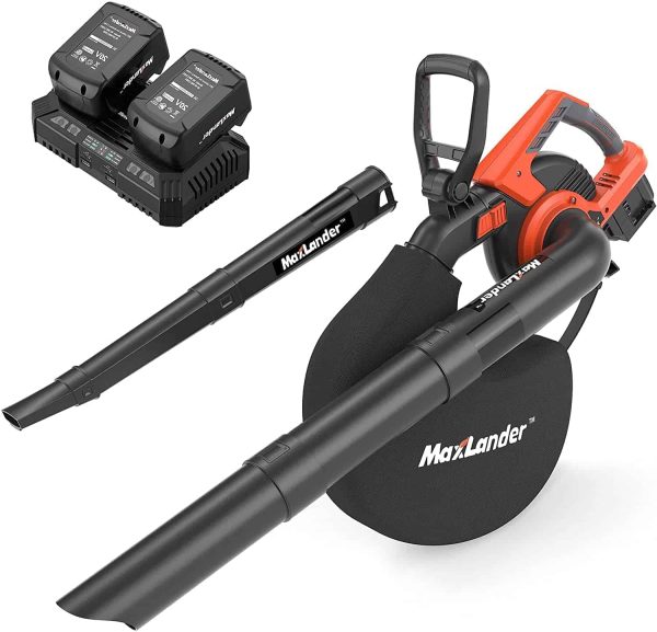 MAXLANDER 3 in 1 Cordless Leaf Blower   Vacuum with Bag, Brushless Battery Powered Leaf Vacuum Mulcher 40V 170MPH 360CFM 5 Speeds