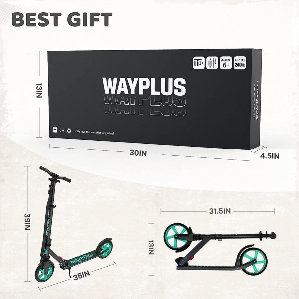 WAYPLUS Kick Scooter for Ages 6+,Kid, Teens   Adults. Max Load 240 LBS. Foldable, Lightweight - Image 2