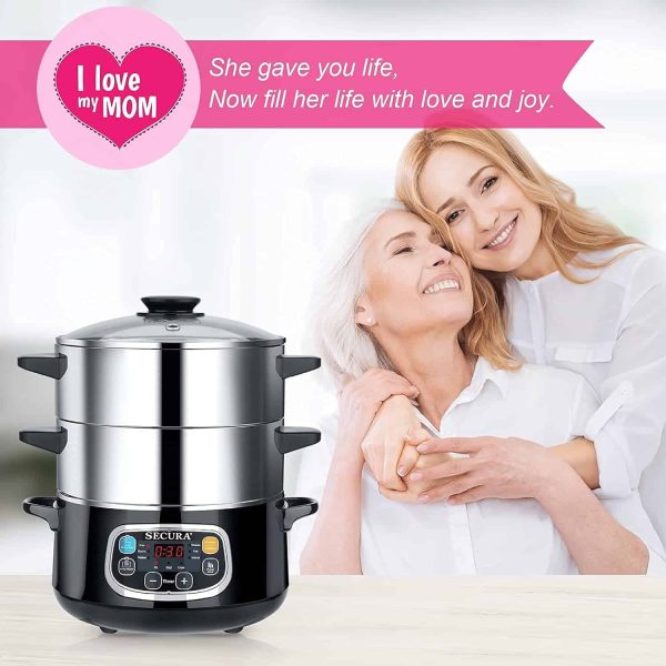 Secura Electric Food Steamer, Vegetable Double Tiered Stackable Baskets - Image 8