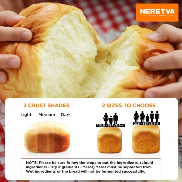 Neretva Bread Maker: 15-in-1 Automatic! Gluten-Free, Pizza Dough   More - Image 3