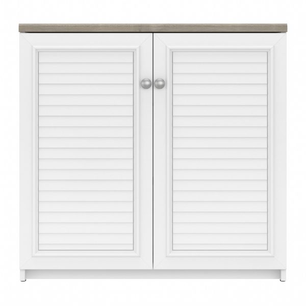 Furniture Fairview Accent Cabinet with Doors and Shelves, Modern Sideboard Buffet for Home Office, Shiplap Gray/Pure White - Image 2