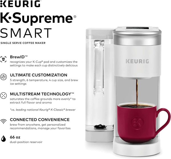 K-Supreme SMART Coffee Maker, MultiStream Technology, Brews 6-12oz Cup Sizes, White - Image 3