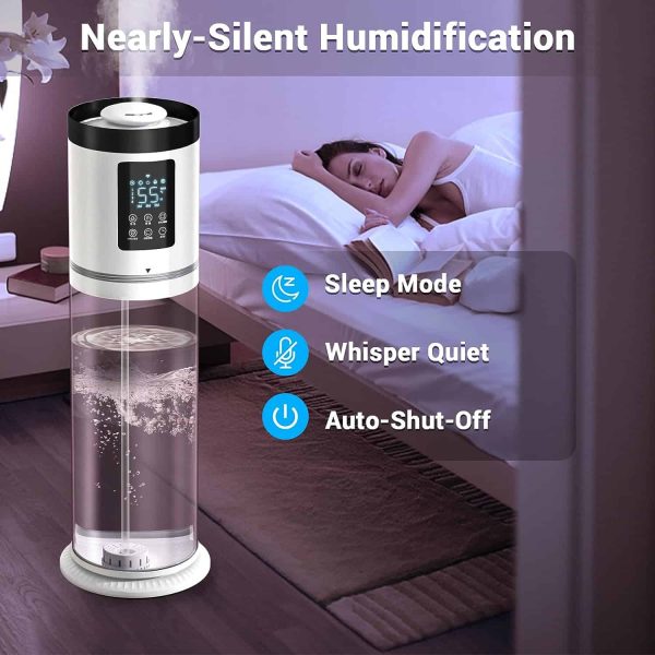 Hiswelle Humidifiers for Bedroom Large Room with Clear Tank, 7-Color Ambient Light, 8L 2.1Gal 36dB Ultrasonic Cool Mist Humidifiers - Image 4