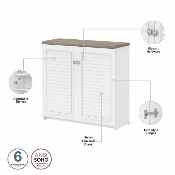 Furniture Fairview Accent Cabinet with Doors and Shelves, Modern Sideboard Buffet for Home Office, Shiplap Gray/Pure White - Image 4