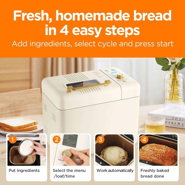 Neretva Bread Maker: 15-in-1 Automatic! Gluten-Free, Pizza Dough   More - Image 4