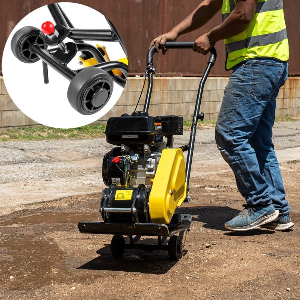 Stark USA 7.0HP 5000VPM 5500MAX Gas Vibration Compaction Force 20 x 14 inch Plate Compactor w/Built-in Wheel - Image 7