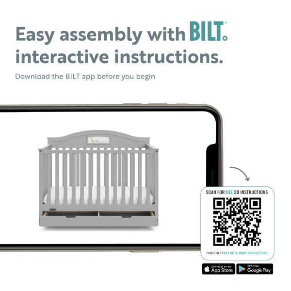 Story 5-in-1 Convertible Baby Crib with Drawer, Pebble Gray - Image 4