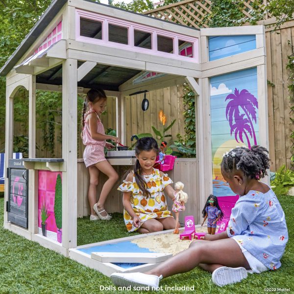 Barbie Seaside Wooden Outdoor Playhouse with Attachable Doll Table and Chairs - Image 2