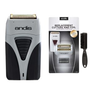 Andis ProFoil Lithium Plus Titanium Foil Shaver with Bonus Replacement Foil Assembly and Inner Cutters and a BeauWis Blade Brush
