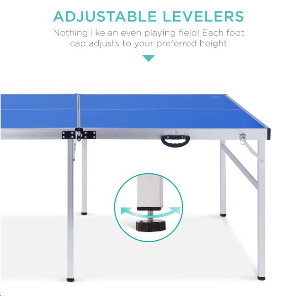Best Choice Products 6x3ft Portable Ping Pong Table Game Set, Folding Indoor Outdoor Table Tennis w/ 2 Paddles, Balls - Image 5