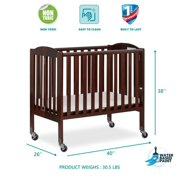 , 2 in 1 Folding Portable Crib Espresso - Image 4