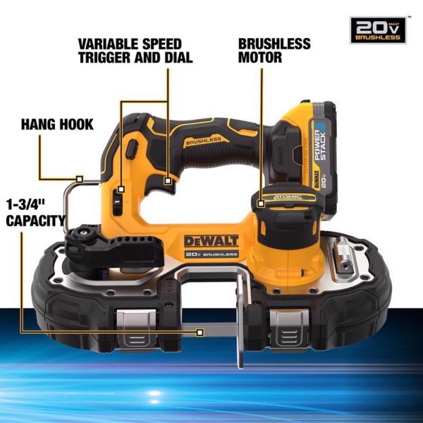 DeWalt 20V MAX ATOMIC Cordless Brushless Compact Band Saw Kit (Battery   Charger) - Image 8