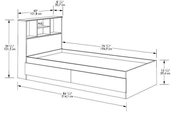 Mates Storage Bed with Bookcase Headboard, Twin, Cinnamon Cherry Finish - Image 4