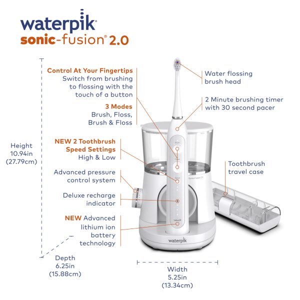 Waterpik Sonic-Fusion 2.0 Flossing Toothbrush, Electric Toothbrush   Water Flosser Combo, White - Image 10