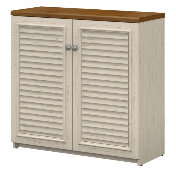 Furniture Fairview Accent Cabinet with Doors and Shelves, Modern Sideboard Buffet for Home Office, Antique White