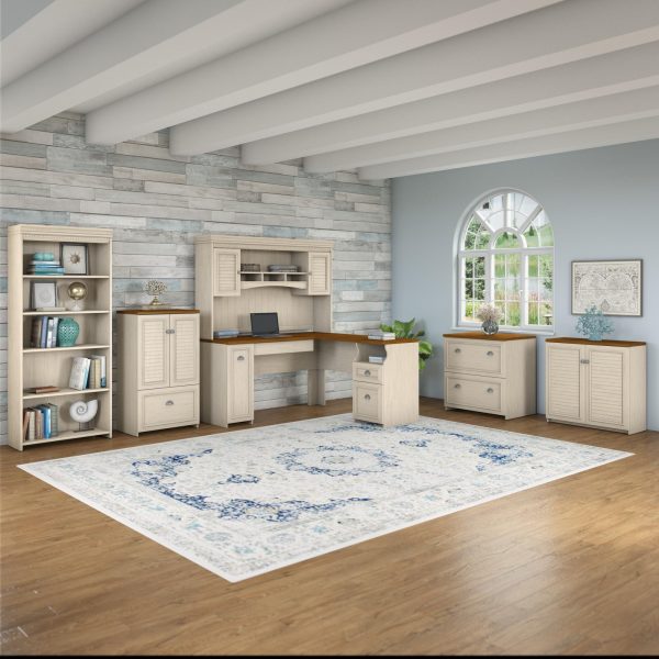 Furniture Fairview Accent Cabinet with Doors and Shelves, Modern Sideboard Buffet for Home Office, Antique White - Image 3