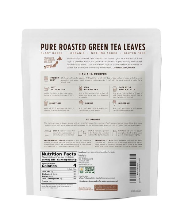 Jade Leaf Matcha Organic Japanese Hojicha Roasted Green Tea Powder, Barista Edition, Authentic Japanese, (1 Pound Pouch) - Image 2