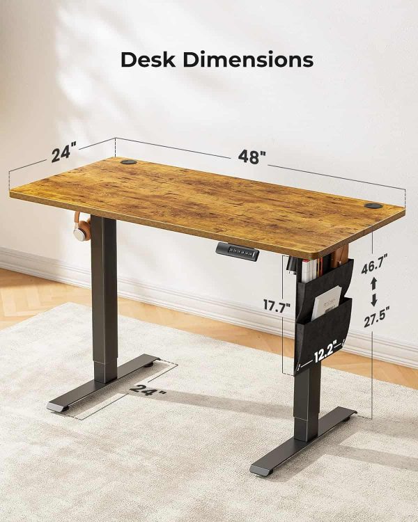 Marsail Standing Desk Adjustable Height 48 24 Inch, Electric Standing Desk - Image 3