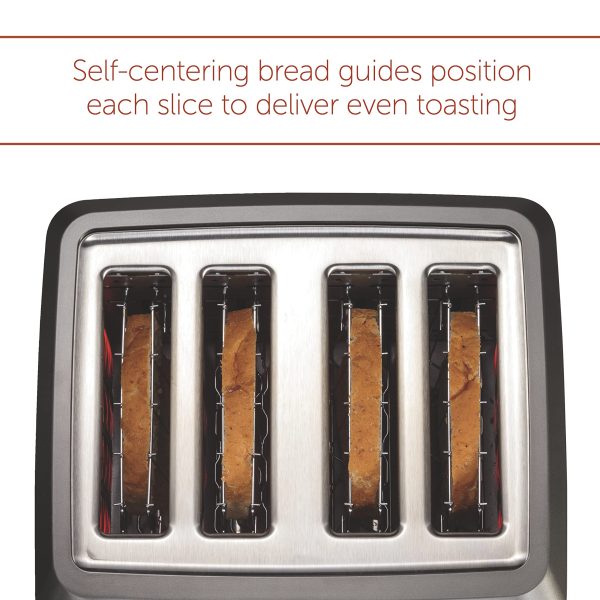 Wolf Gourmet 4-Slice Extra-Wide Slot Toaster with Shade Selector, Bagel and Defrost Settings, Red Knob, Stainless Steel - Image 5
