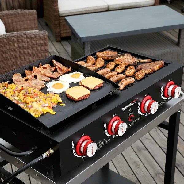 GD4002T Tailgater Tabletop Gas Grill Griddle, 4-Burner Portable Propane Grill Griddle Combo, 40 000 BTU, Black - Image 5