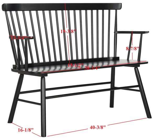 Homes Collection Addison Spindle Back Black Bench - Image 3
