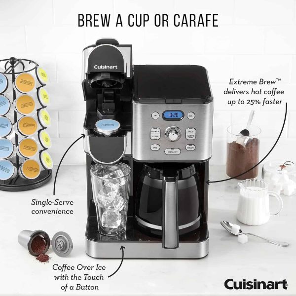 Coffee Maker, 12-Cup Glass Carafe, Automatic Hot   Iced Coffee Maker, Single Server Brewer, Stainless Steel, SS-16 - Image 4