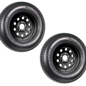 2-Pack Trailer Tire On Black Wheel Modular Rim ST205/75D15 LRC 5 Lug On 4.5 15 x 5