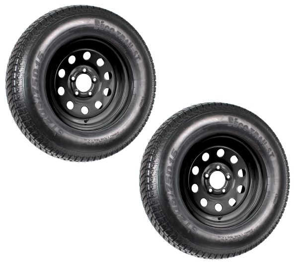 2-Pack Trailer Tire On Black Wheel Modular Rim ST205/75D15 LRC 5 Lug On 4.5 15 x 5