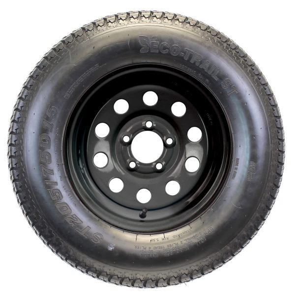 2-Pack Trailer Tire On Black Wheel Modular Rim ST205/75D15 LRC 5 Lug On 4.5 15 x 5 - Image 9
