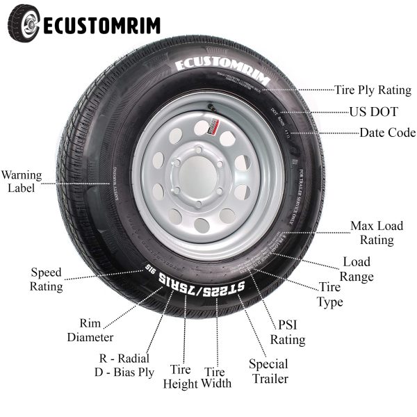 2-Pack Trailer Tire On Black Wheel Modular Rim ST205/75D15 LRC 5 Lug On 4.5 15 x 5 - Image 4