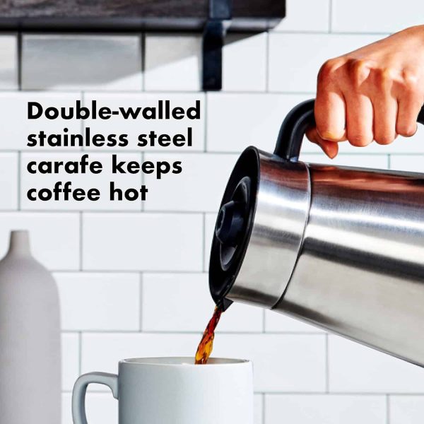 OXO Brew 9 Cup Stainless Steel Coffee Maker, Silver, Black - Image 4