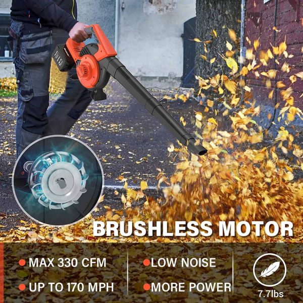 MAXLANDER 3 in 1 Cordless Leaf Blower   Vacuum with Bag, Brushless Battery Powered Leaf Vacuum Mulcher 40V 170MPH 360CFM 5 Speeds - Image 6