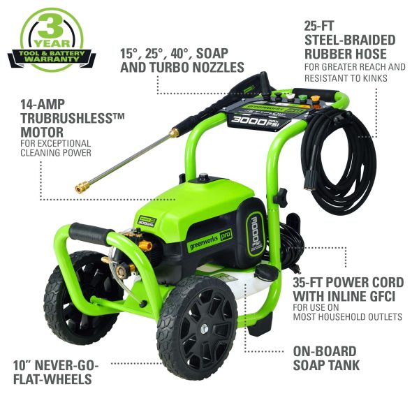 3000 PSI (1.1 GPM) TruBrushless Electric Pressure Washer (PWMA Certified) - Image 7
